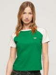 Superdry Essential Organic Cotton Logo Retro T-Shirt, Green/Optic