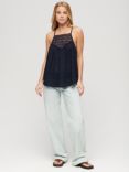 Superdry Lace Cami Beach Top, Eclipse Navy