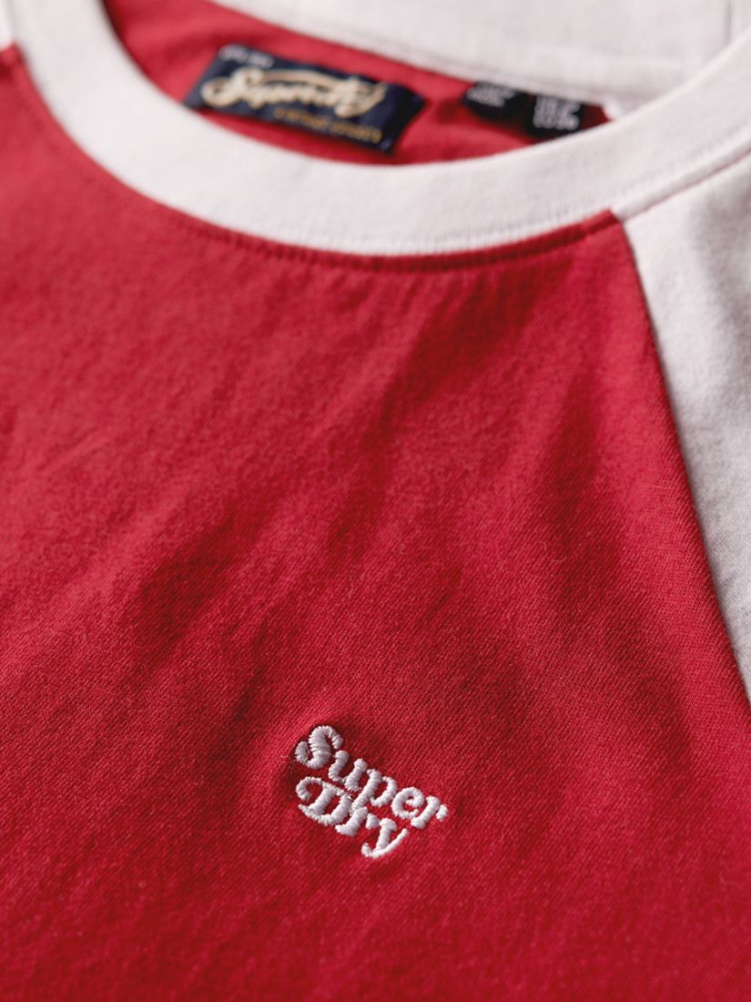 Buy Superdry Essential Organic Cotton Logo Retro T-Shirt, Barn Door Red/Optic Online at johnlewis.com