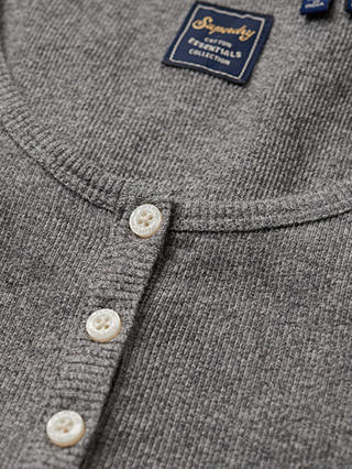 Superdry Athletic Essentials Button Gown Vest Top, Dark Grey Fleck Marl