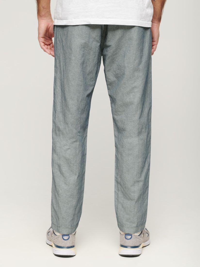 Buy Superdry Drawstring Stripe Linen Blend Trousers, Navy Online at johnlewis.com