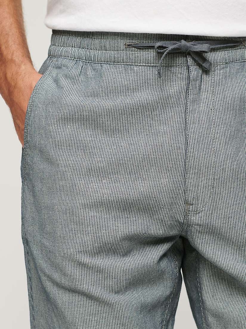 Buy Superdry Drawstring Stripe Linen Blend Trousers, Navy Online at johnlewis.com