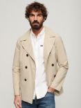 Superdry The Merchant Store Twill Pea Coat, Taupe Brown