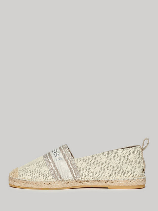 Superdry Canvas Lace Overlay Espadrilles, Moon Rock Grey