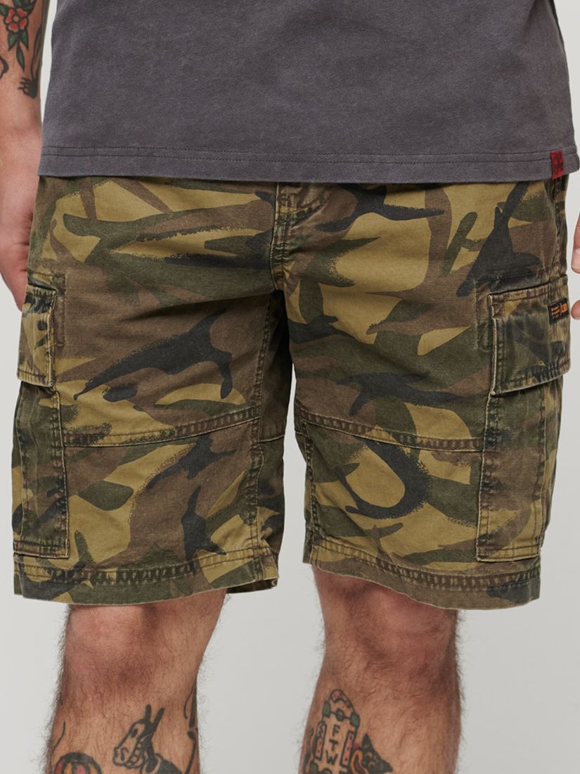 Superdry Heavy Camouflage Print Cargo Shorts, Multi, 38R
