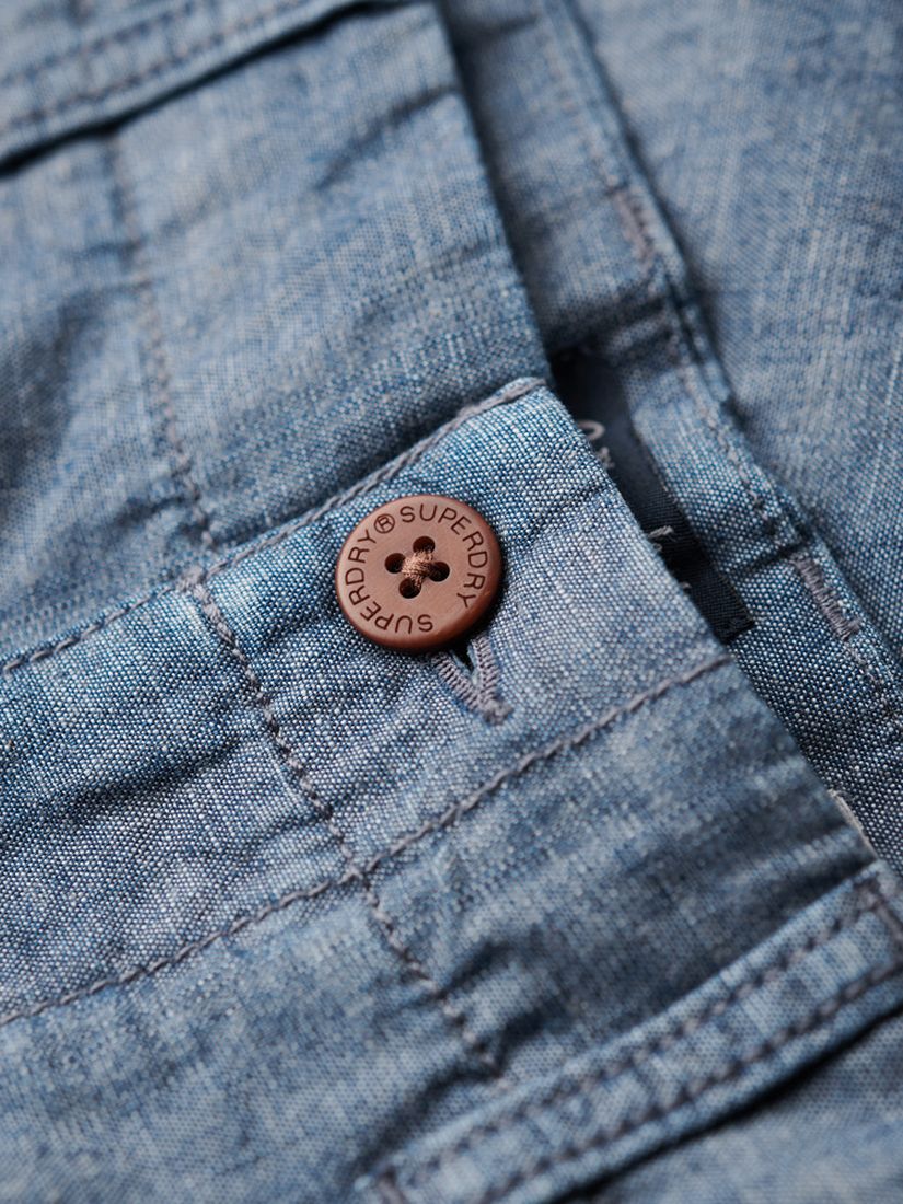 Superdry Vintage International Cotton Shorts, Chambray Blue, 32R