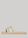 Superdry Lace Overlay Canvas Espadrille Sliders, Moon Rock Grey