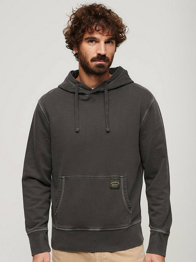 Superdry Contrast Stitch Relaxed Overhead Hoodie, Washed Black
