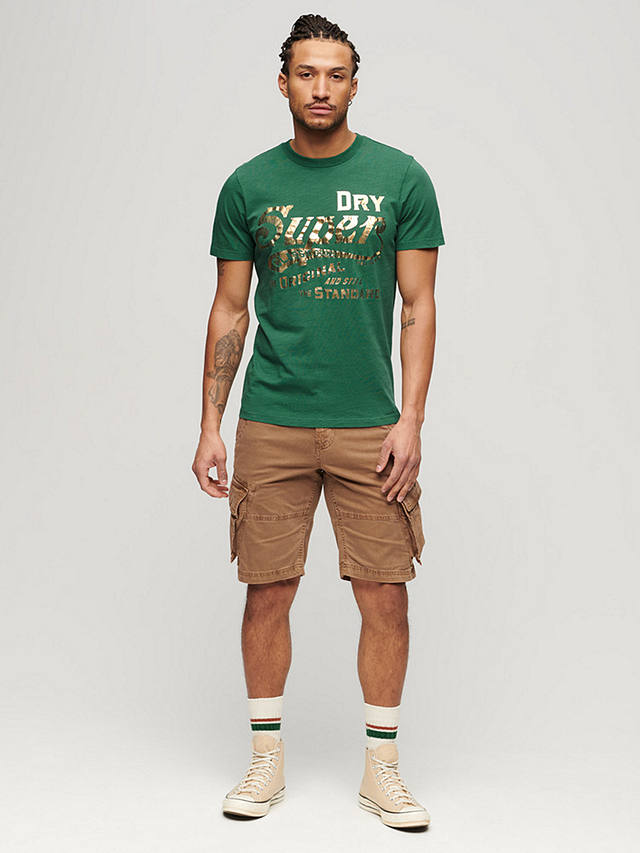 Superdry Metallic Workwear Graphic T-Shirt, Pine Green Slub