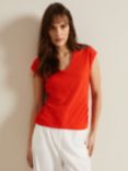 Phase Eight Jenny Ruched Side Cotton Top, Red