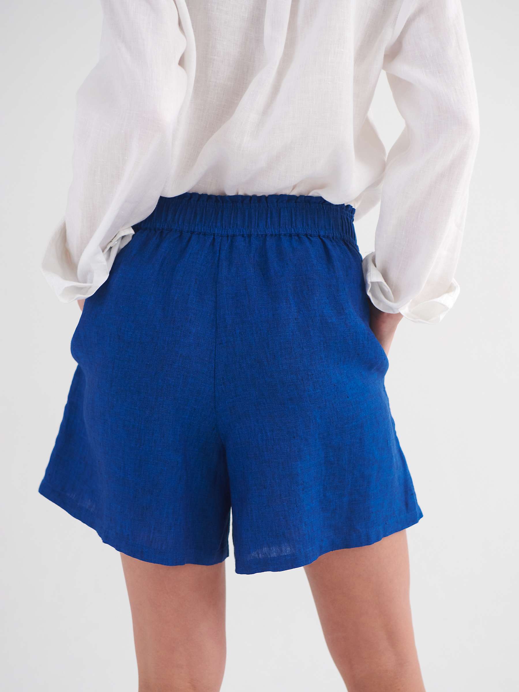 Buy NRBY Poppie Linen Pull On Shorts, Indigo Blue Online at johnlewis.com