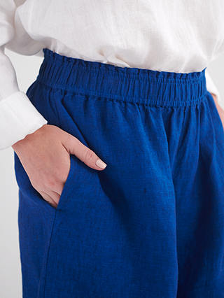 NRBY Poppie Linen Pull On Shorts, Indigo Blue