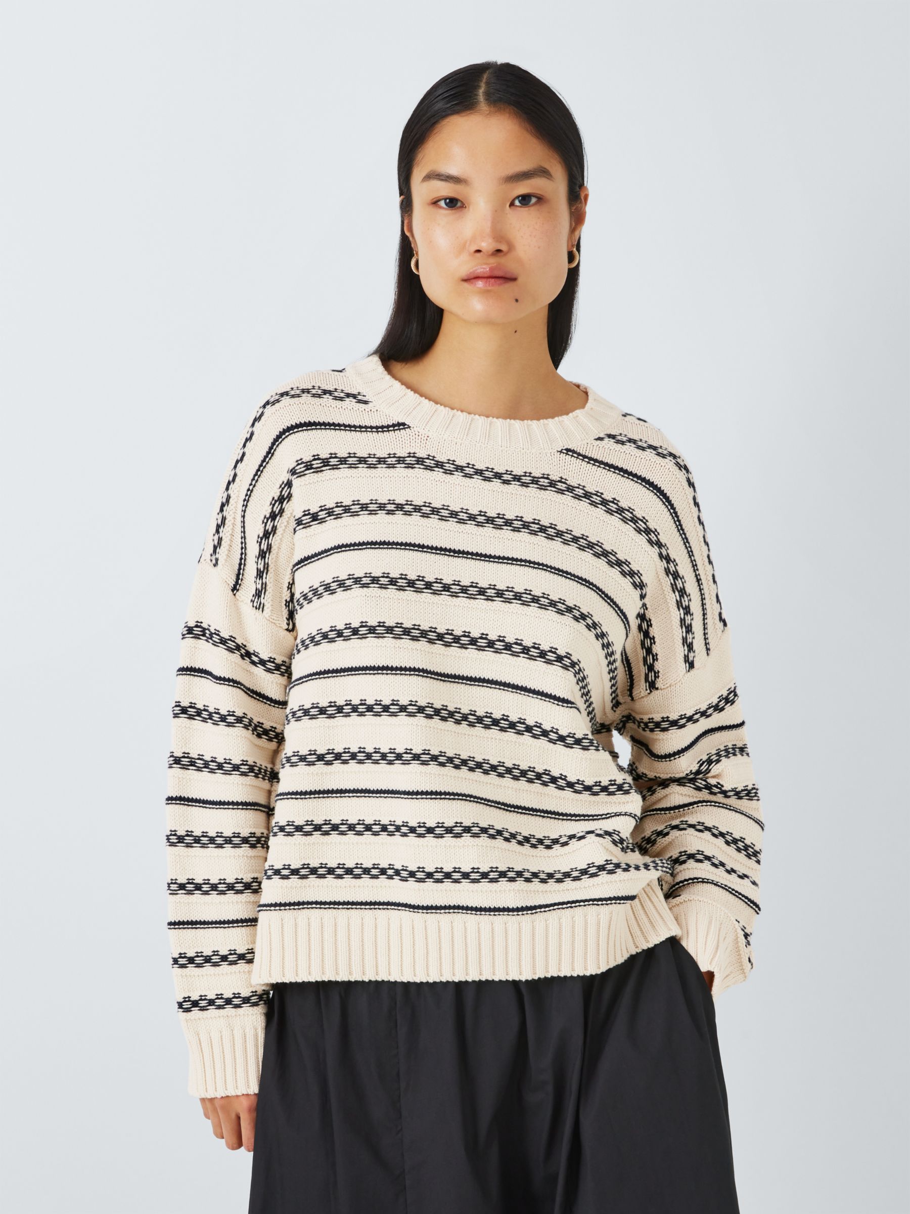 Weekend MaxMara Foster Textured Stripe Jumper, Navy/Multi, S