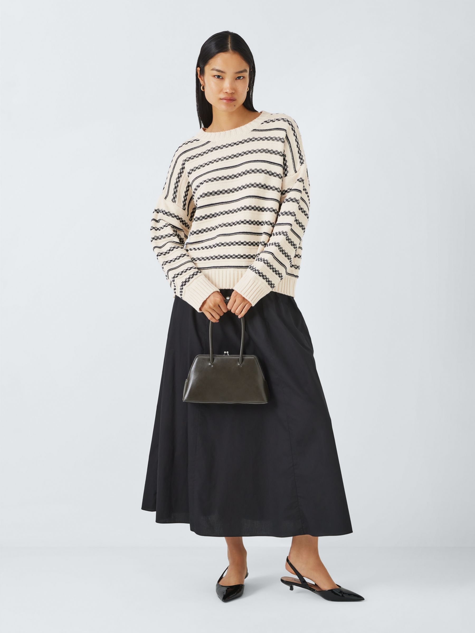 Weekend MaxMara Foster Textured Stripe Jumper, Navy/Multi, S