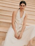 SELECTED FEMME Halterneck Organic Cotton Dress, Sandshell