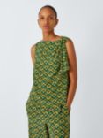 Weekend MaxMara Lonza Geometric Silk Top, Green/Multi