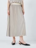Weekend MaxMara Finanza Stripe Knitted Midi Skirt, White/Navy