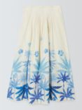 Fabienne Chapot Loua Palm Tree Organic Cotton Blend Skirt, Warm White/Bright Blue