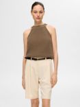 SELECTED FEMME Vinna Sleeveless Halterneck Knit Top, Coca Mocha