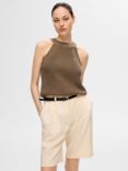 SELECTED FEMME Vinna Sleeveless Halterneck Knit Top, Coca Mocha