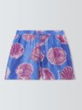 Fabienne Chapot Boy Shell Print Shorts, Greco Blue/Plum Part