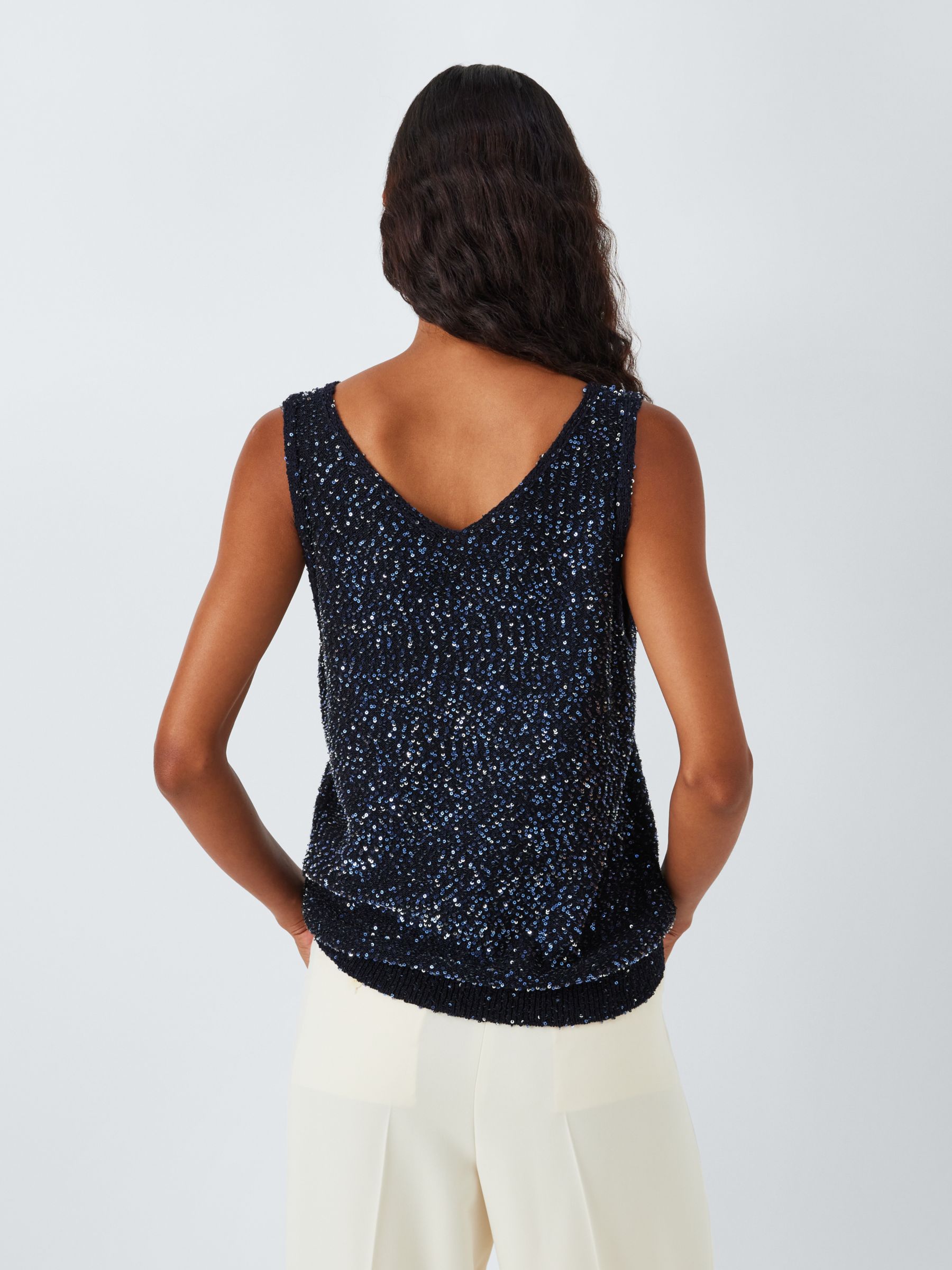 Weekend MaxMara Narva Sequin Tank Top, Navy, S