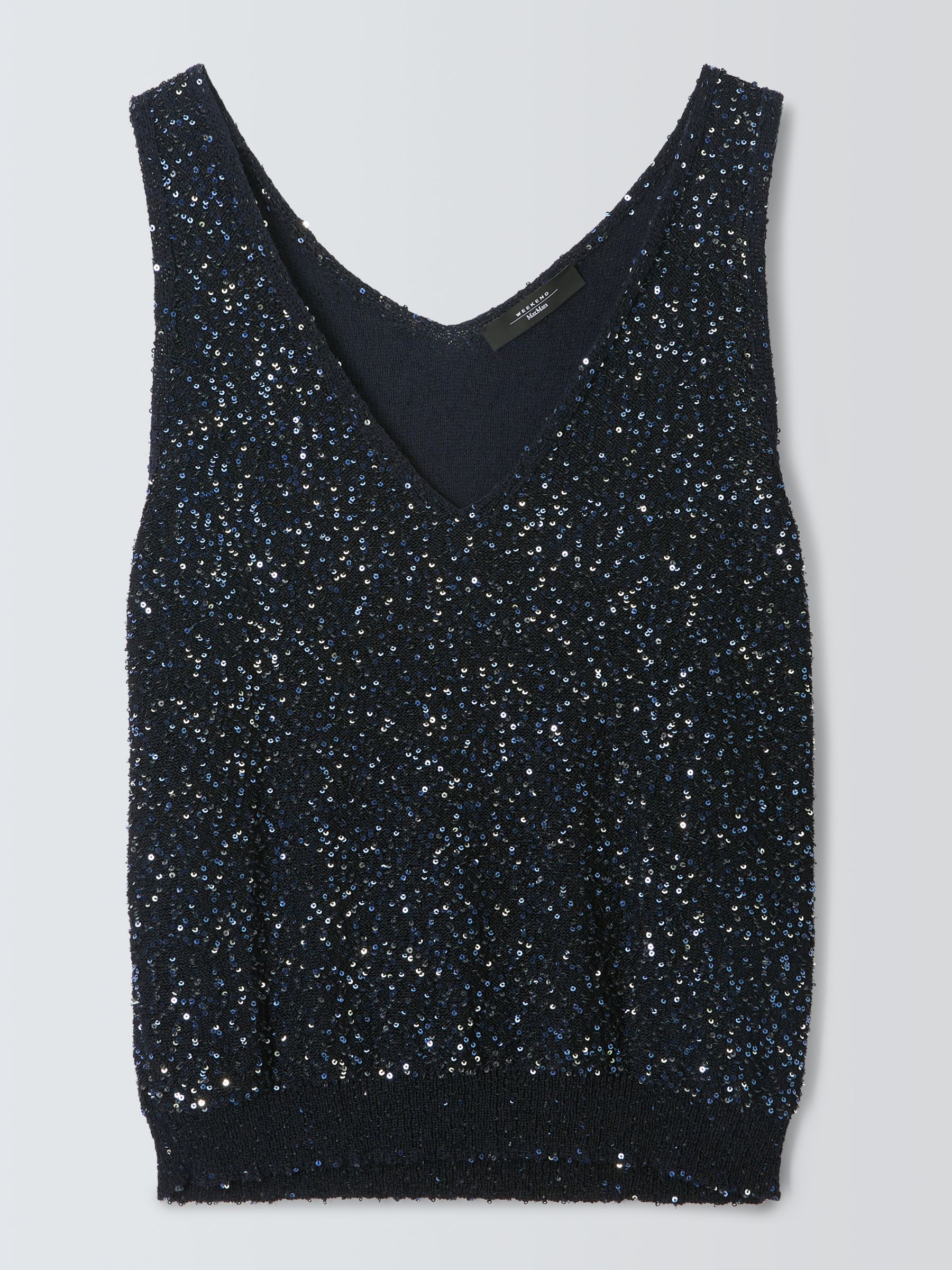 Weekend MaxMara Narva Sequin Tank Top, Navy, S