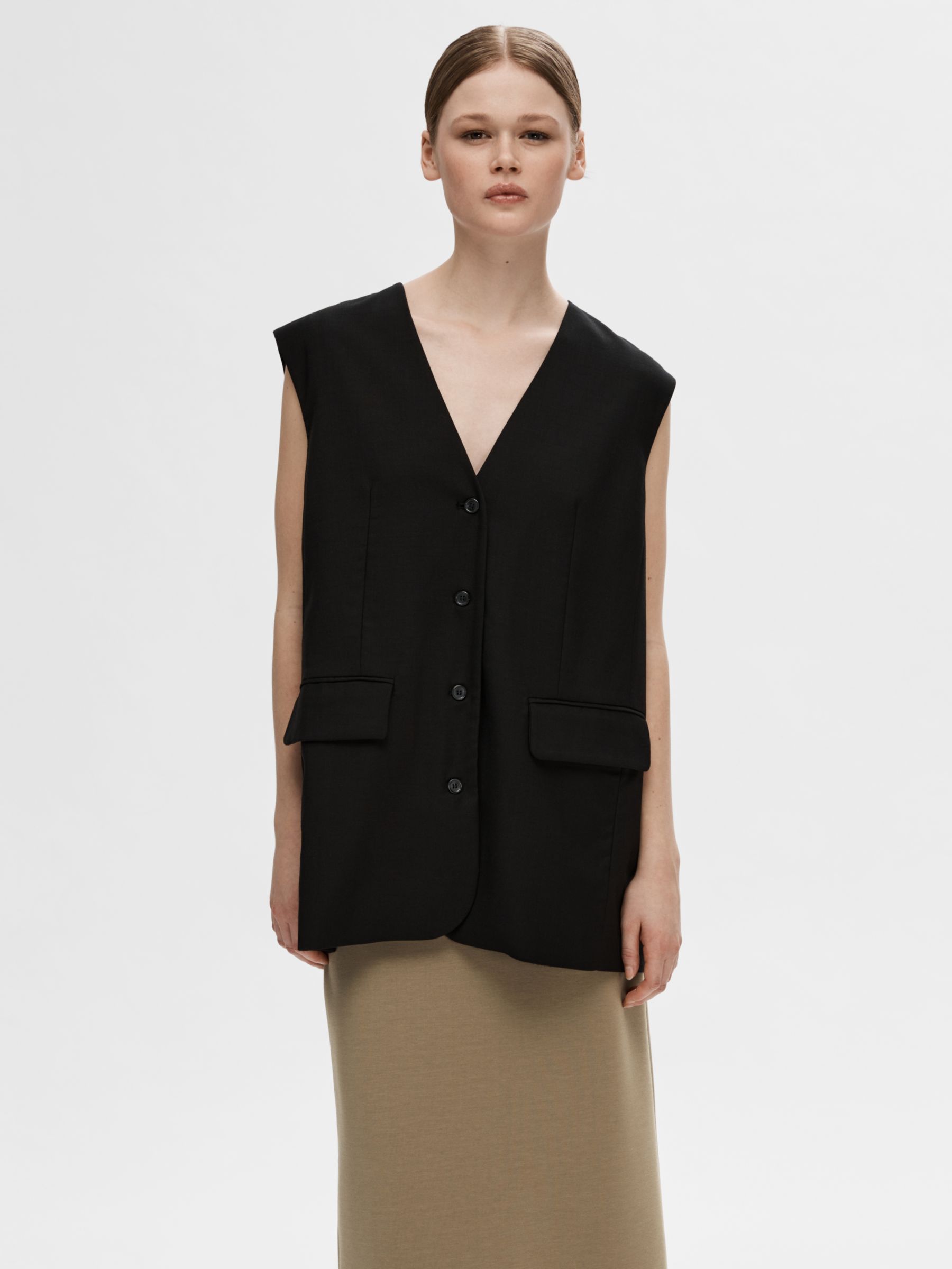 Buy SELECTED FEMME Mika Oversized Vest Top, Black Online at johnlewis.com