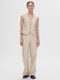 SELECTED FEMME Tania Linen Blend Waistcoat, Humus