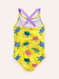 Mini Boden Kids' Turtle Print Cross Back Swimsuit, Zest Yellow