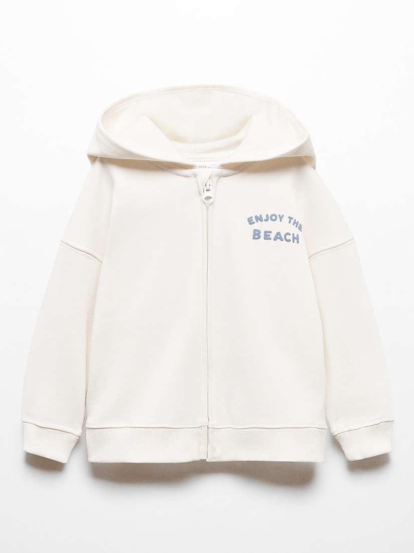 Buy Mango Baby Enjoy The Beach Zip Through Hoodie, Natural White Online at johnlewis.com