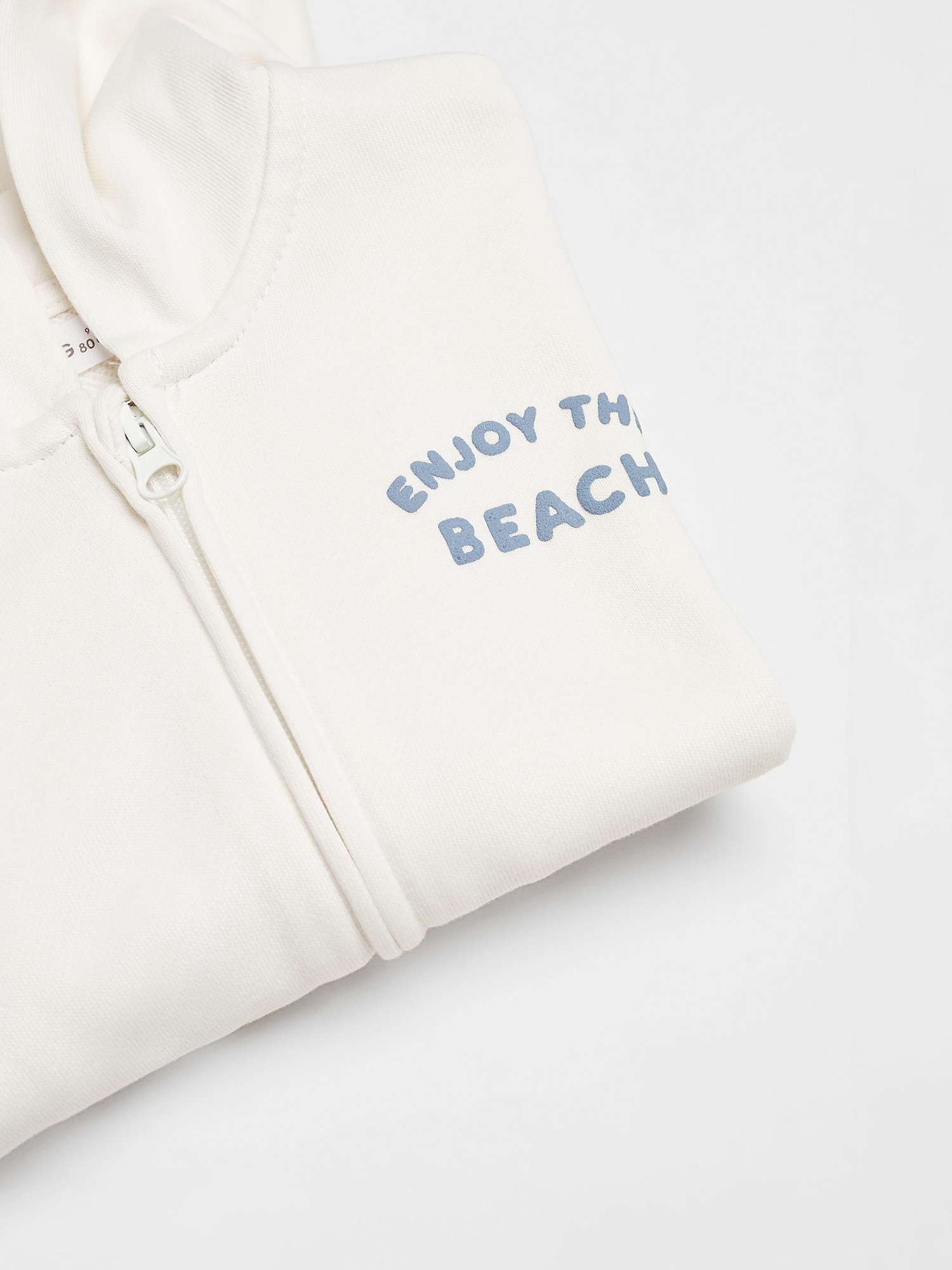 Buy Mango Baby Enjoy The Beach Zip Through Hoodie, Natural White Online at johnlewis.com