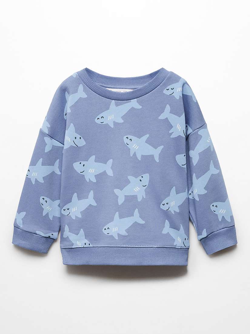 Buy Mango Baby Sharky Print Sweatshirt, Medium Blue Online at johnlewis.com