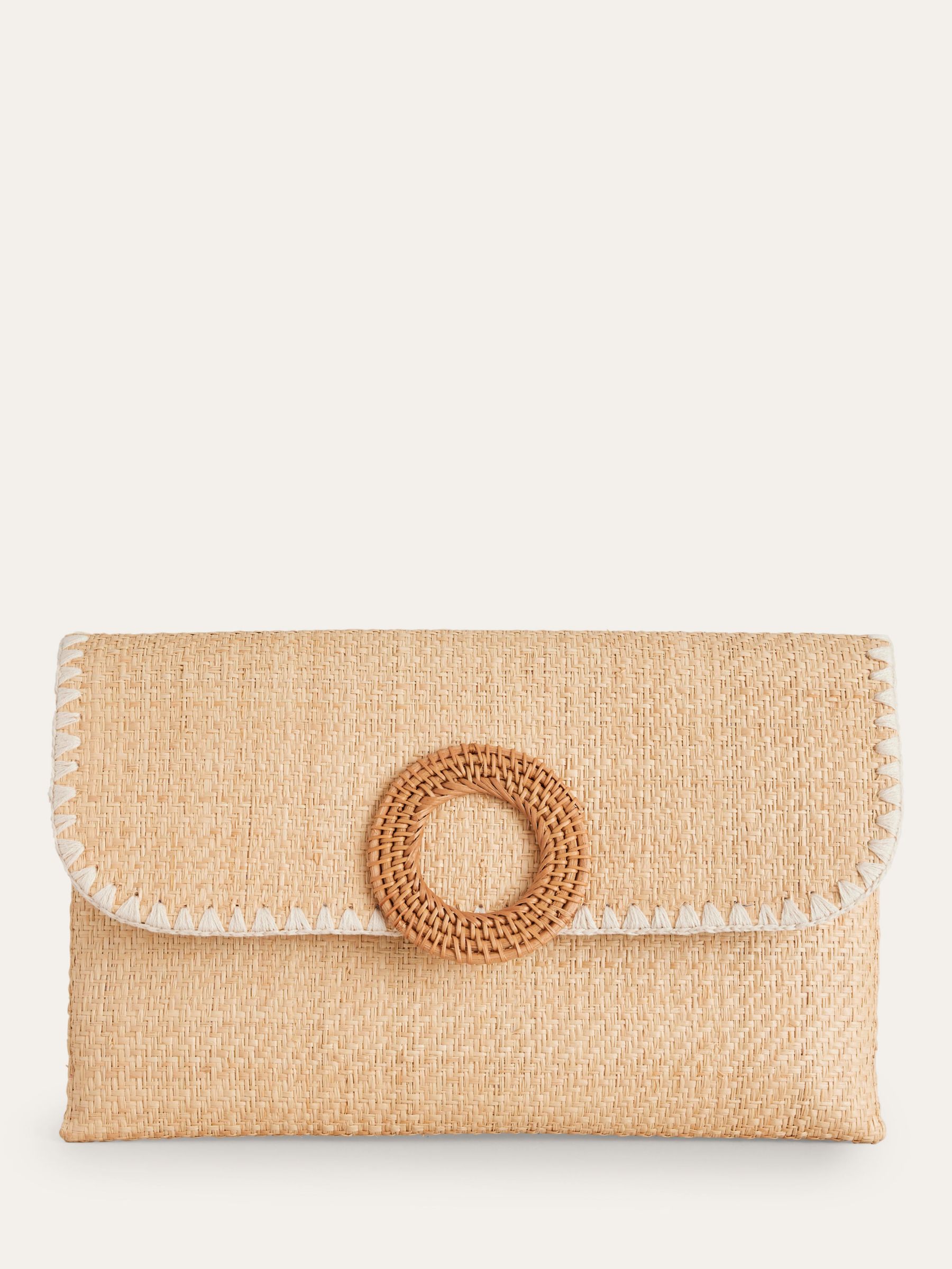 Boden Raffia Clutch Bag, Natural, One Size