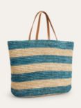 Boden Raffia Tote Bag, Natural/Blue