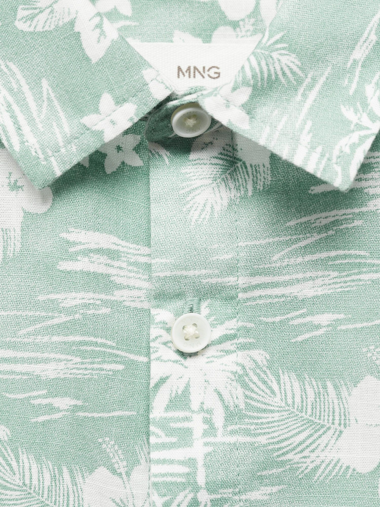 Mango Kids' Jamaica Palm Tree Print Shirt, Turquoise Aqua, 10 years