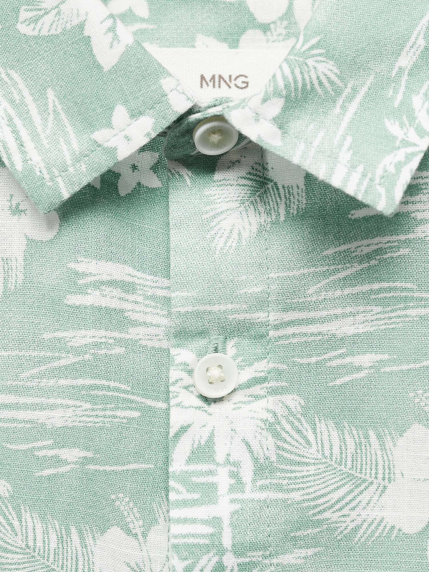 Buy Mango Kids' Jamaica Palm Tree Print Shirt, Turquoise Aqua Online at johnlewis.com