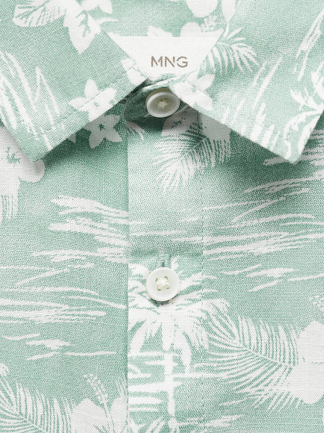 Mango Kids' Jamaica Palm Tree Print Shirt, Turquoise Aqua