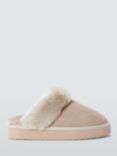 John Lewis Sheepskin Platform Mule Slippers, Stone