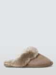 John Lewis Sheepskin Mule Slippers, Khaki/Stone