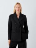 John Lewis Double Breasted Wool Blend Blazer, Black