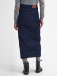 Barbour Cassie Denim Midi Skirt, Dark Indigo