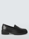 John Lewis Orlaya Leather Almond Toe Moccasins, Black