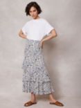 Mint Velvet Floral Tiered Midi Skirt, Multi