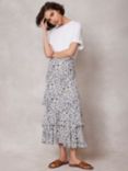 Mint Velvet Floral Tiered Midi Skirt, Multi, Multi