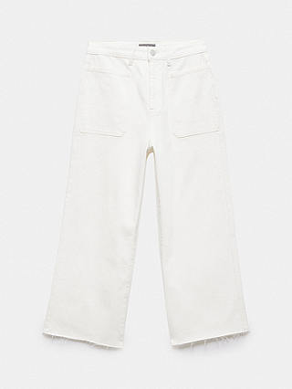 Mint Velvet Cropped Wide Leg Jeans, White