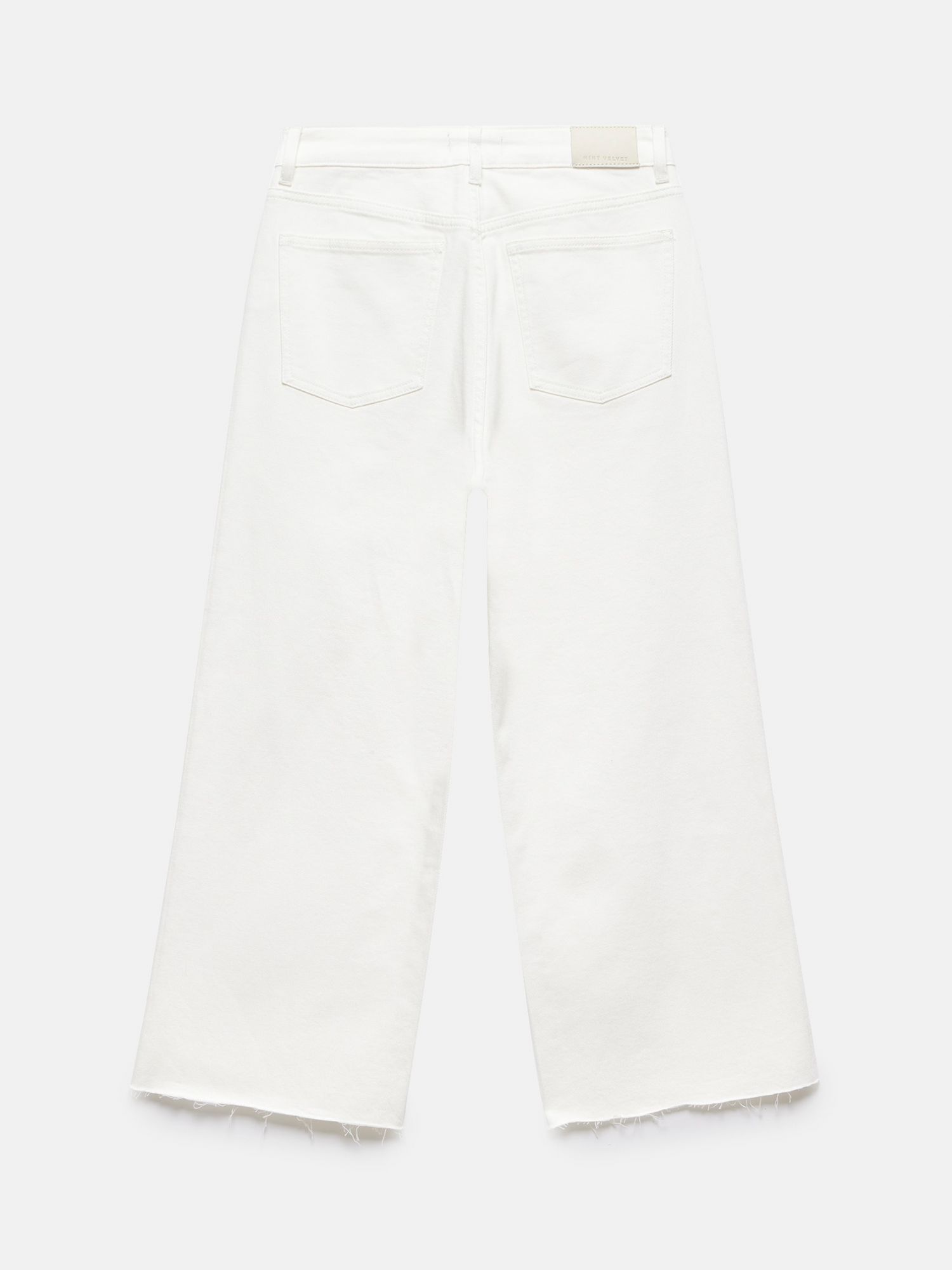 Mint Velvet Cropped Wide Leg Jeans, White Ivory, 6R