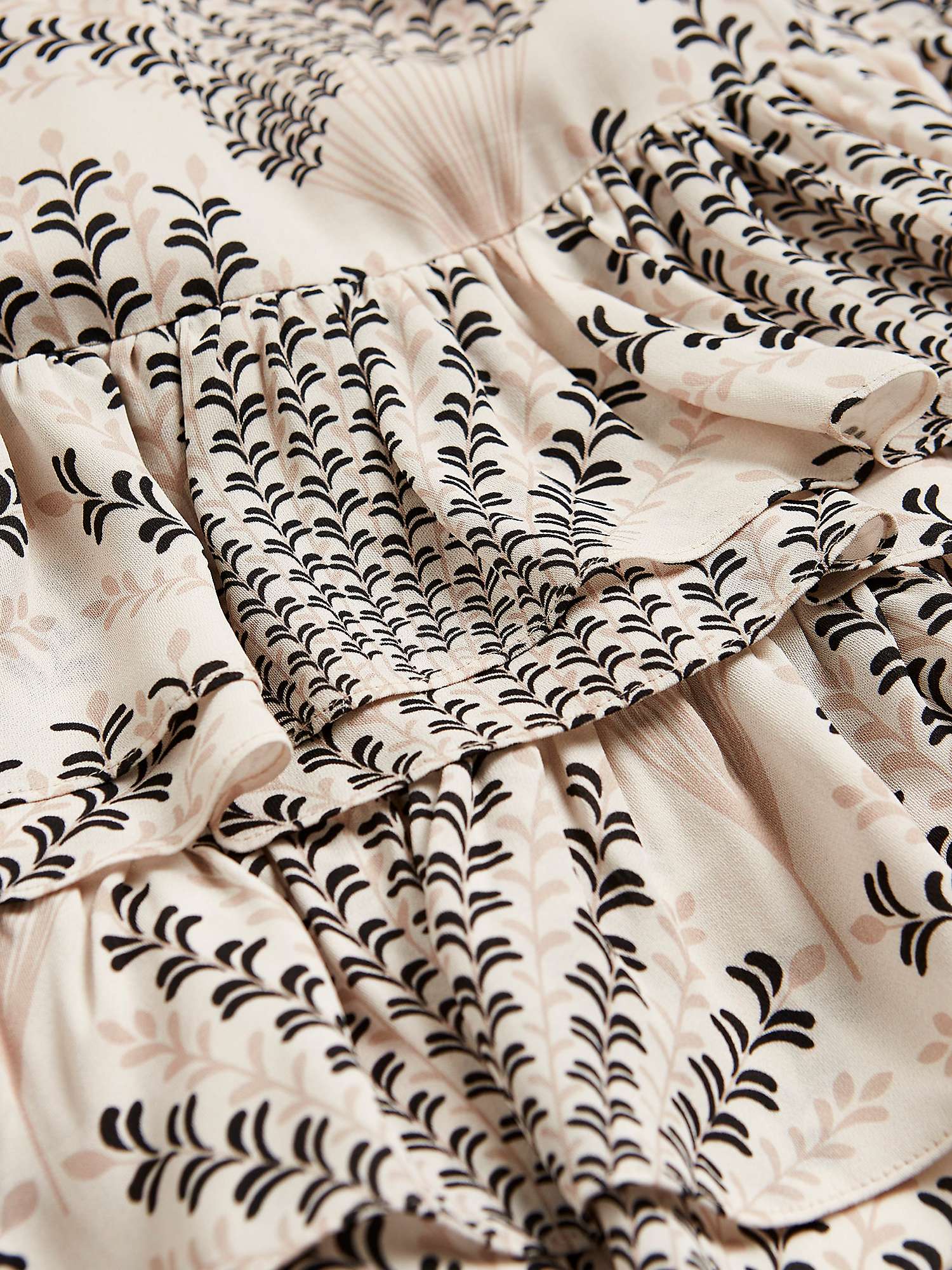 Buy Mint Velvet Abstract Print Ruffle Midi Dress, Natural/Black Online at johnlewis.com