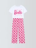 Brand Threads Barbie Check Long Pyjama Set, Pink Mid