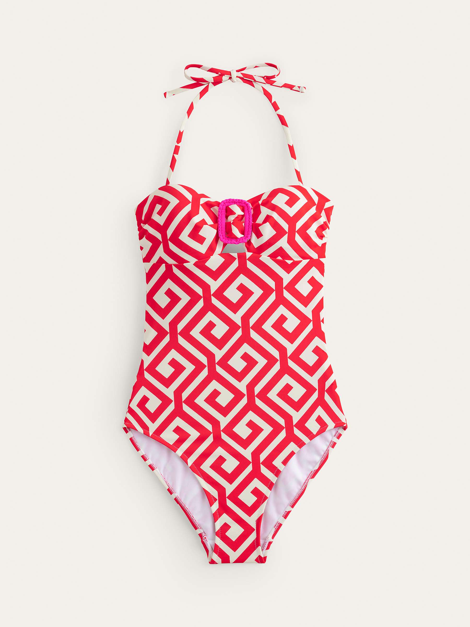 Buy Boden Taormina Bandeau Swimsuit, Flame Scarlet/Maze Online at johnlewis.com